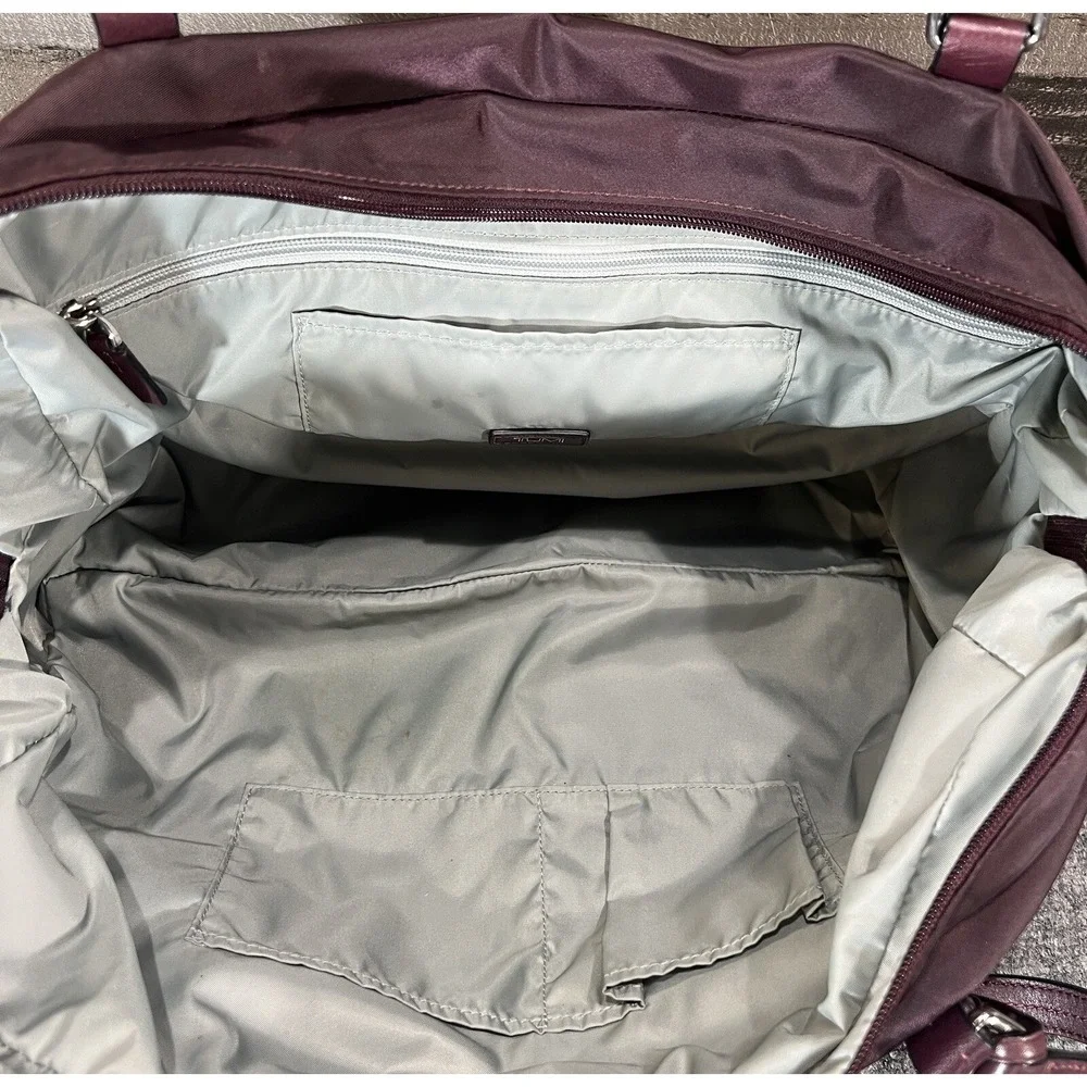 TUMI Travel Tote Luggage Handbag Duffel Nylon Overnight Bag Weekender Plum